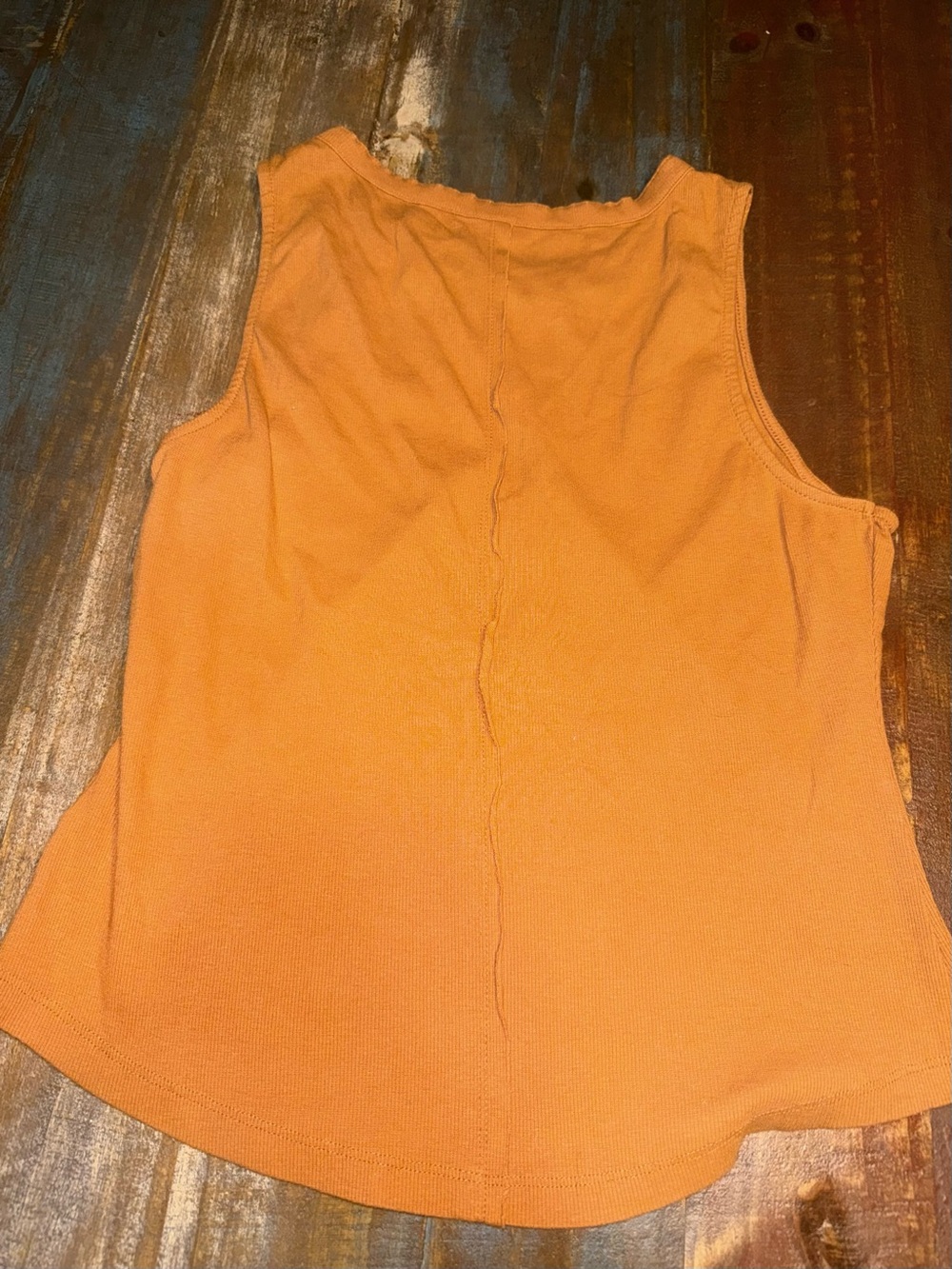 Pilcro Rust Orange Ribbed Henley Tank - Picture 3 of 4